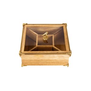جعبه پذیرایی درب دار مربع پنج خانه گلدکیش طرح گلدن برد مدل GK829653