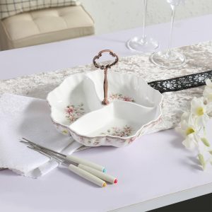 اردوخوری سه خانه دسته دار چینی گلدکیش طرح سوئیتی کد GK701116