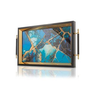 سینی سکوریت طرح آبرنگ آبی خانه رمانتیک